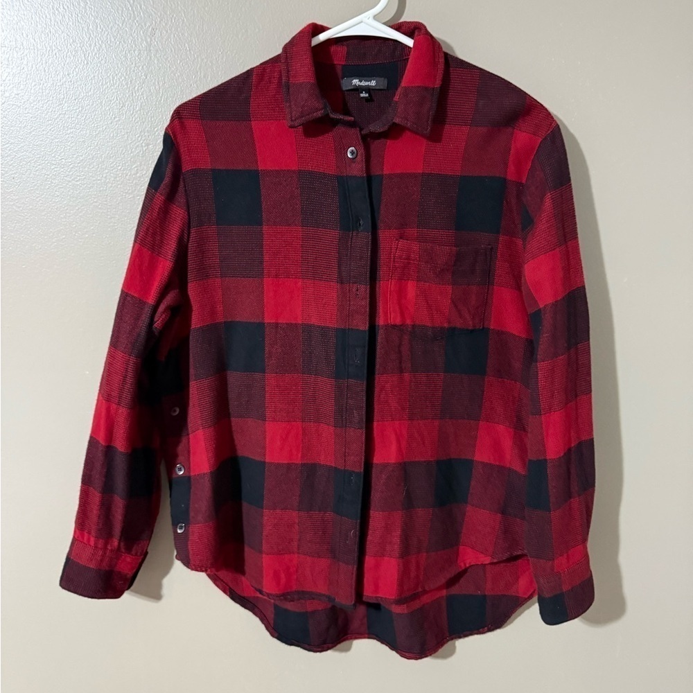 Madewell Red and Black Button‎ Down Shirt
